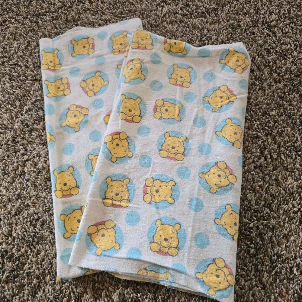 Disney Winnie the Pooh Receiving Blankets Unisex OS Blue White‎ 2PK Polka Dot